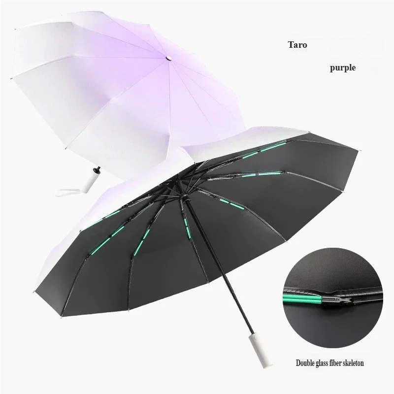 3-Person Extra Large Automatic Umbrella Gradient Color Anti-UV Sun & Rain Dual Use