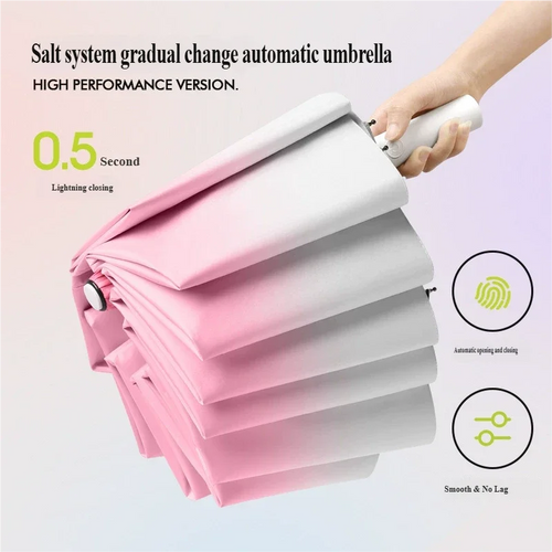 3-Person Extra Large Automatic Umbrella Gradient Color Anti-UV Sun & Rain Dual Use