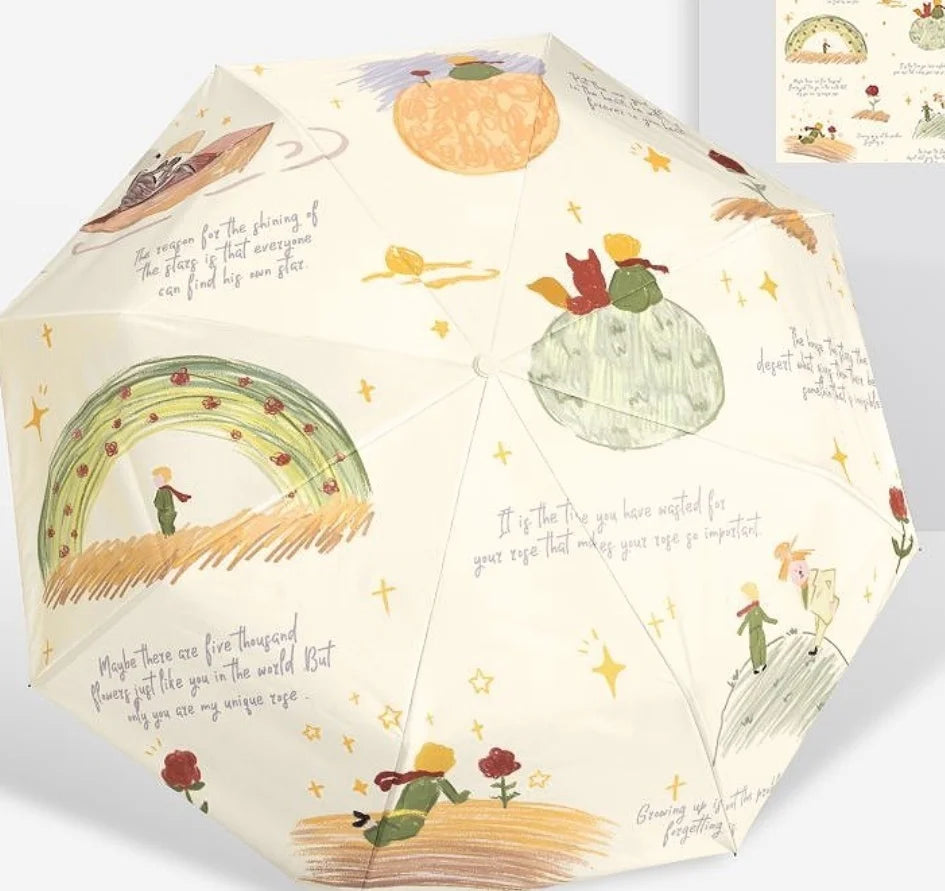 Rose Prince Umbrella: Sunscreen UV Protection Folding Sunshade Automatic Three-Fold Eight-Rib Dual-Use for Sunny And Rainy Days