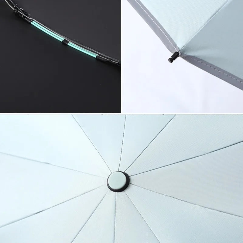 Fully Automatic Reverse Folding Blackout Umbrella with Reflective Stripe UV Blocking Sun Umbrella Double Bones Windproof Parasol